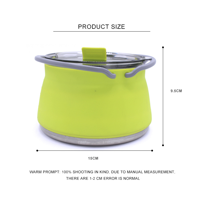 Hot Sale Outdoor Camping Folding Cooking Pot Portable Silicone Water Kettle