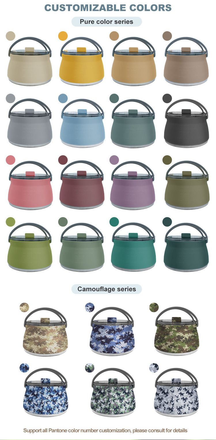 Newest Product Travel folding Cooking Pot Silicon Collapsible camping portable Kettle For Outdoor