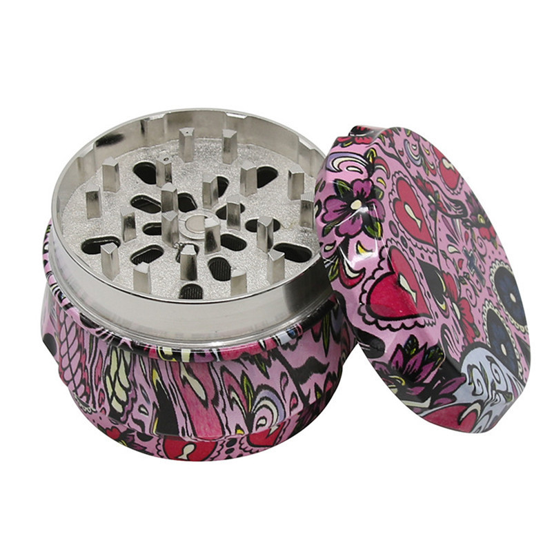 Wholesale Hot New Design Drum-shaped flower bag smoke grinder printing fashion 4 layers 63mm herb grinder