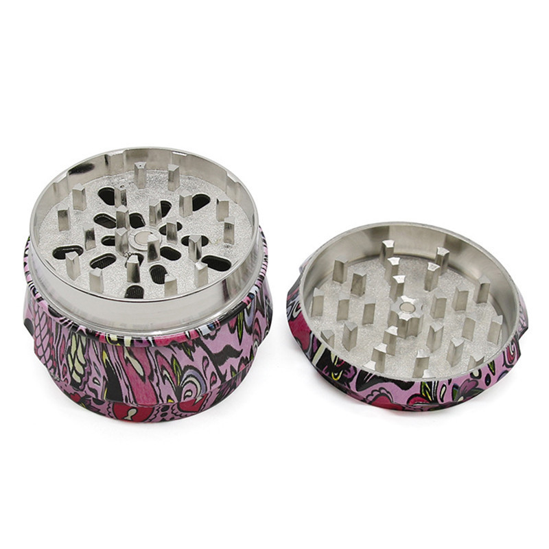 Wholesale Hot New Design Drum-shaped flower bag smoke grinder printing fashion 4 layers 63mm herb grinder