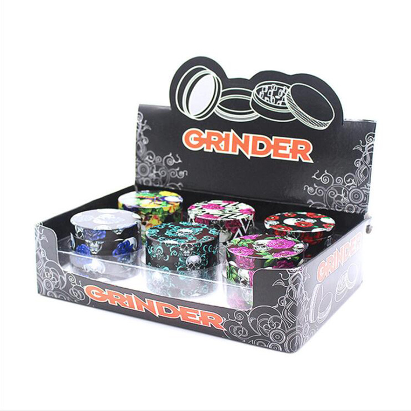 Newest  50mm zinc alloy smoke grinder water transfer ghost head pattern grinder herb grinder