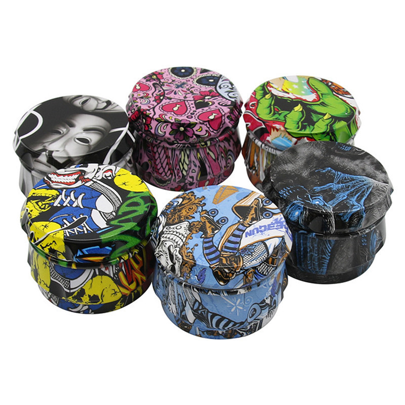 Wholesale Hot New Design Drum-shaped flower bag smoke grinder printing fashion 4 layers 63mm herb grinder