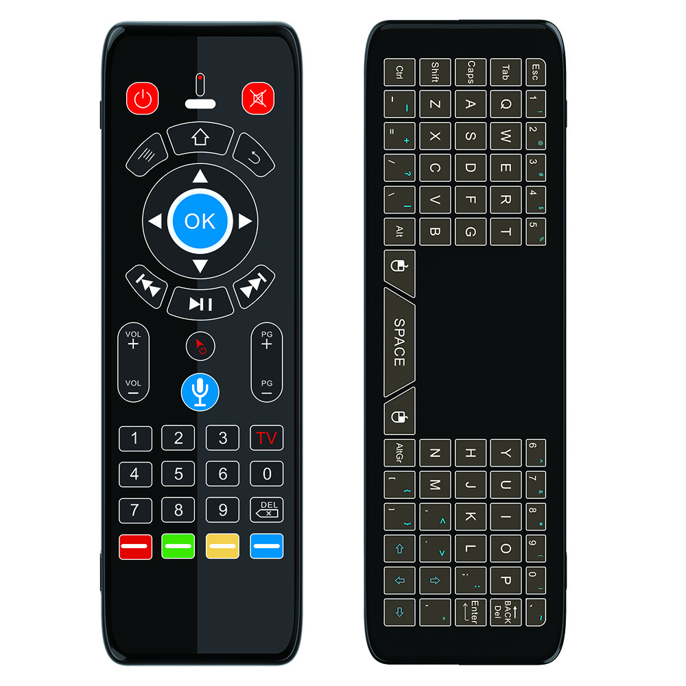 Factory Direcct 2.4G Wireless T16 Backlit Mic input Air Mouse Remote with full Touch Qwerty Keyboard for Android TV Box voice