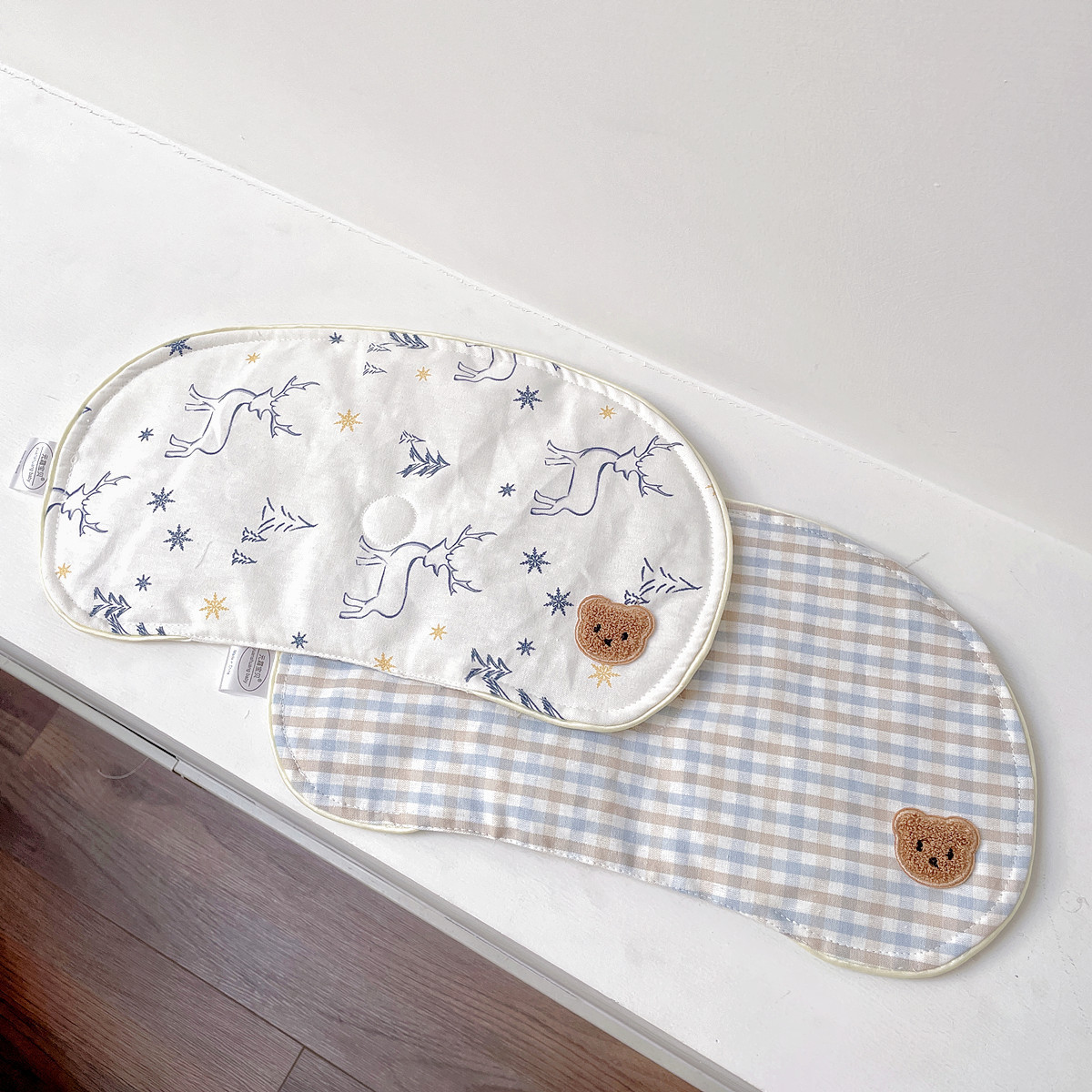 Ins simple style baby ramie flat pillow baby pearl cotton filled plaid pillow newborn summer pillow