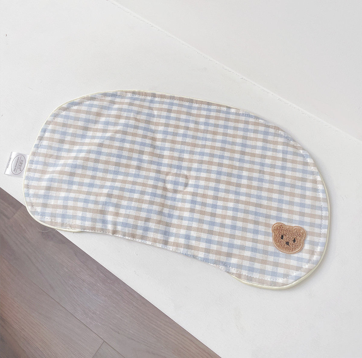 Ins simple style baby ramie flat pillow baby pearl cotton filled plaid pillow newborn summer pillow