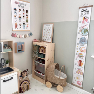 2023 New Arrival Ins Nordic Style Animal Forest Baby Height Ruler Kids' Room Cartoon ornament Hanging Pictures Canvas Wall Decor