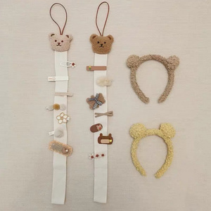 Korean Cute Bear Hair Bow Holder Hanging Hair Clips Hanger Headband Storage Organizer for Baby Girls Room Decoration