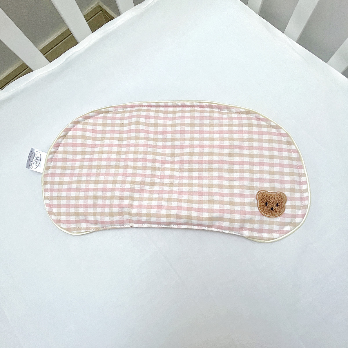 Ins simple style baby ramie flat pillow baby pearl cotton filled plaid pillow newborn summer pillow