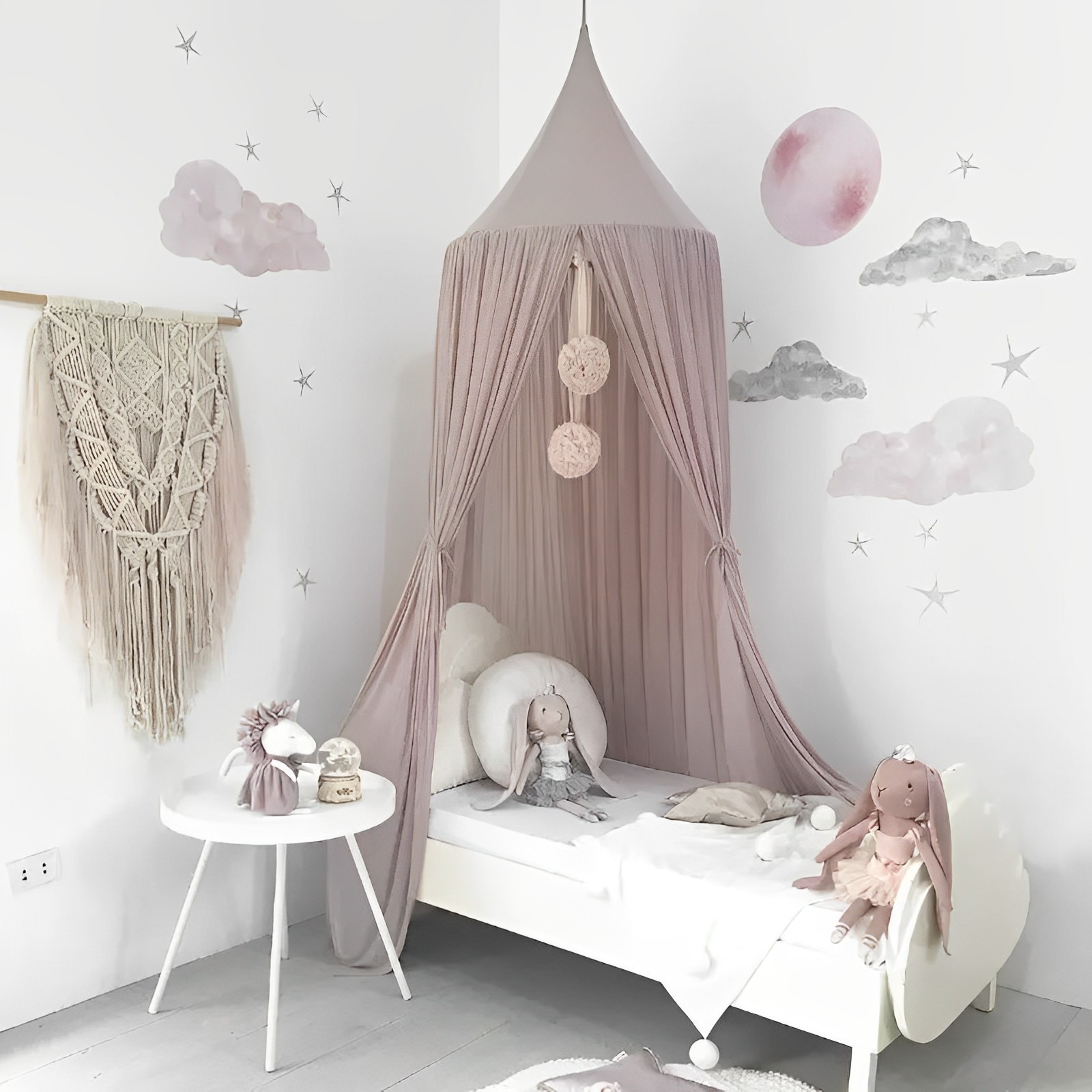 Bed Canopy Curtain Bedding Crib Netting Pink Girls Princess Play Tent for Kids Room Decoration Baby Canopy Mosquito Net