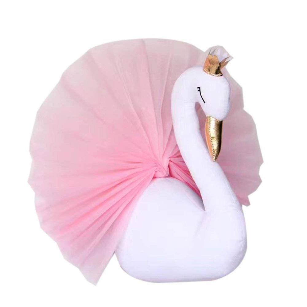 Nordic Style Cute Swan Head Animal Doll Stuffed Toy Swan Wall Hanging Kids Room Decor