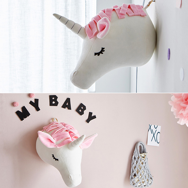 Nordic Wall Hanging Home Decoration Plush Felt Animal Head for children room decoration