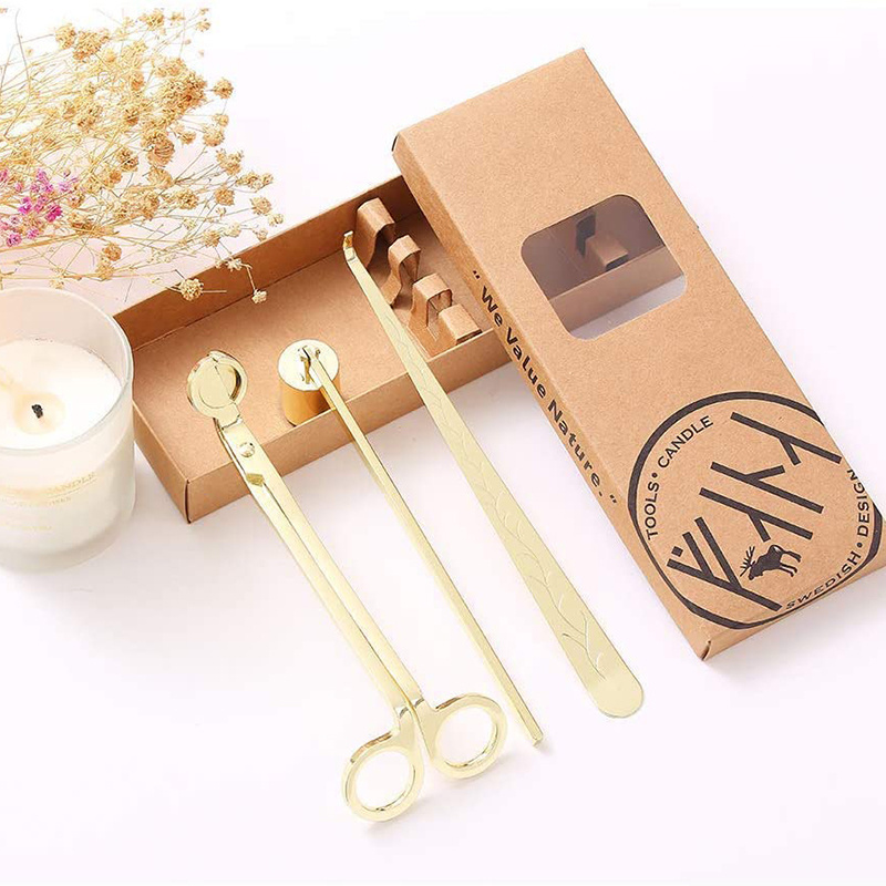 4pcs Rose Gold Wick Trimmer Home Care Modern Candle Snuffer Dipper Tooling Set with Box