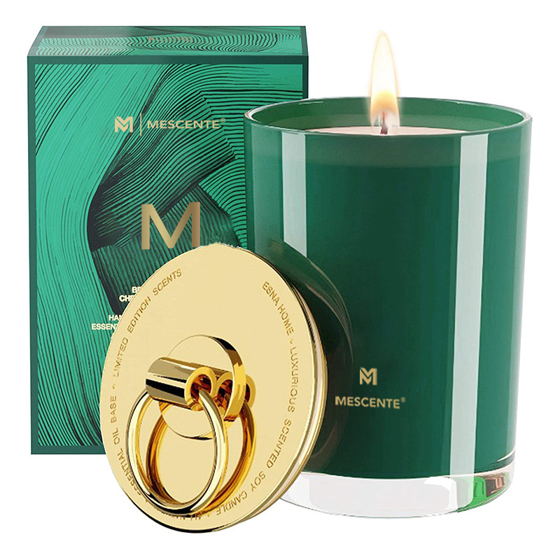 M&Scent luxury custom private label scented candles with lid and boxes packaging