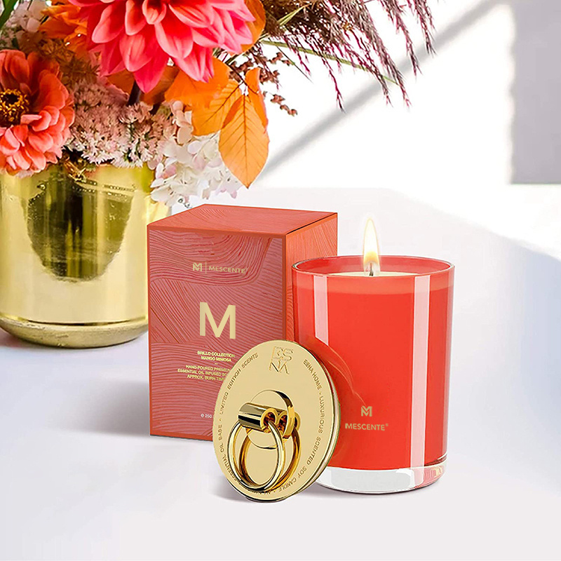 M&Scent luxury custom private label scented candles with lid and boxes packaging