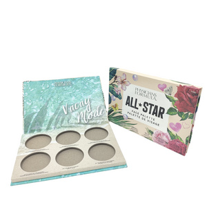 MJJ Custom Logo Custom Eyeshadow Box with Six Palette Recyclable Rigid Cardboard Folders Rectangle Shape for Cosmetic Use