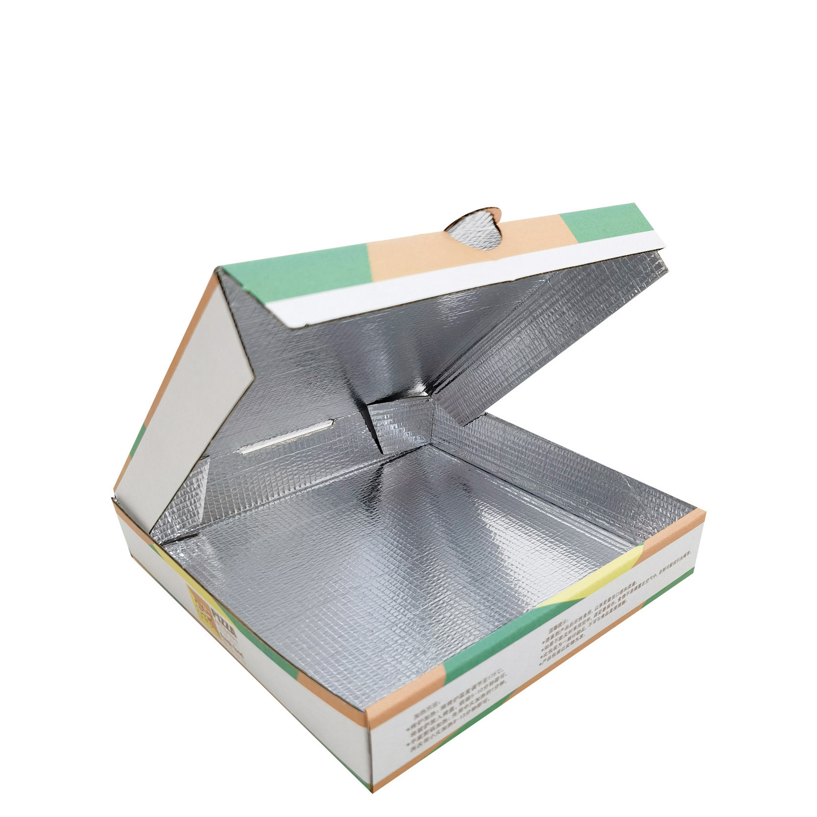 Food grade aluminum coating pizza corrugated flip packaging box Insulated pizza box