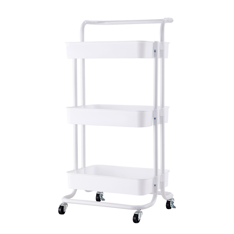 3 Tier Rolling Utility Storage Cart Craft Cart Kitchen Coffee Bar Organizer Kitchen Shelf With Handles And Roller Wheels