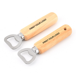 YD306 2023 Bartender Wood Handle Hole Bottles Tools Stainless Steel Bottle Opener Custom Logo Handle Wooden Beer Openers