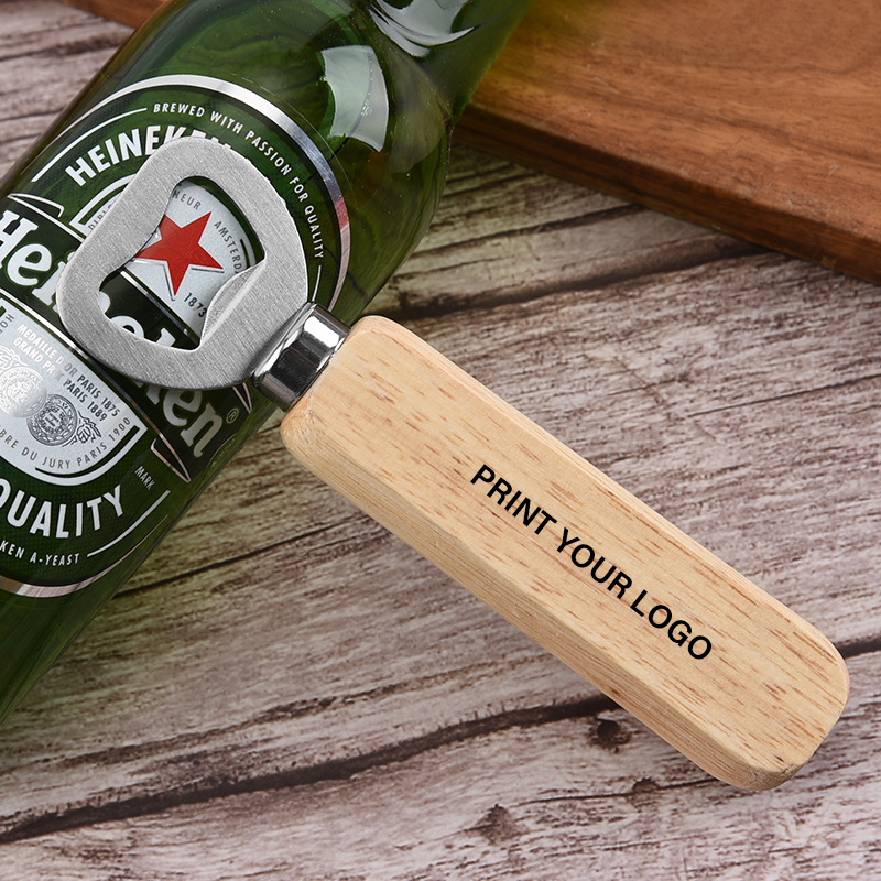 YD306 2023 Bartender Wood Handle Hole Bottles Tools Stainless Steel Bottle Opener Custom Logo Handle Wooden Beer Openers