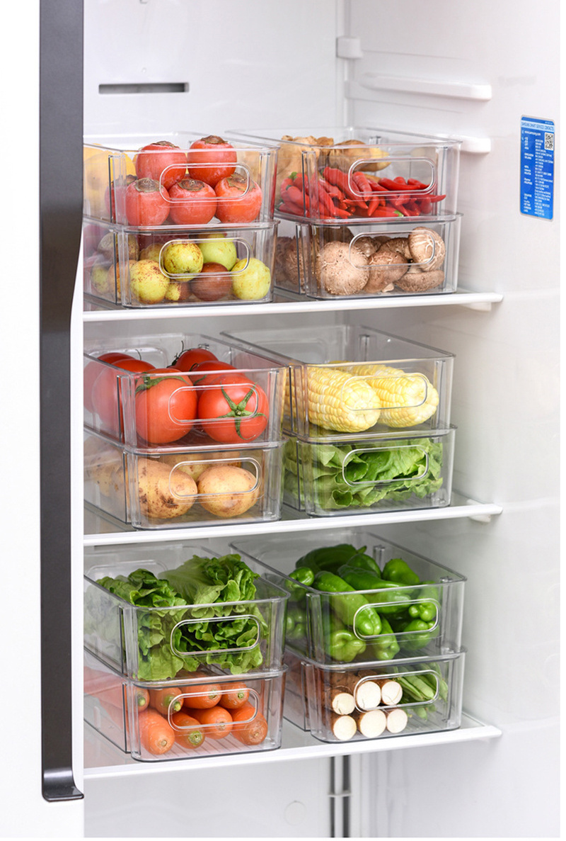 Stackable Kitchen Food Fridge Drawer Refrigerator Set Clear Food Container Transparent Plastic Refrigerator Fridge Organizers