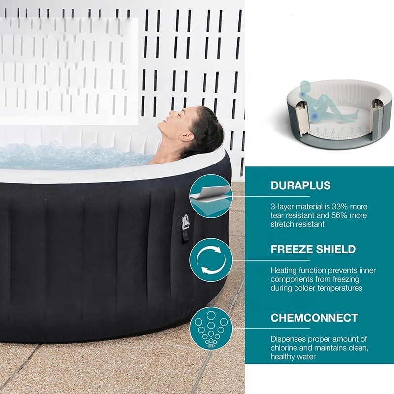 Factory Customize 2 People Round Portable Outdoor Spa Inflatable Hot Bath Tub Hot Tub Spa Outdoor for 4 People with Pump