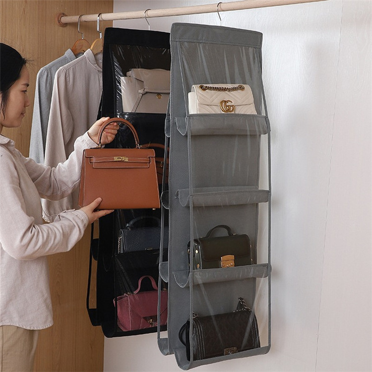 MJ Hanging Handbag Organizer For Wardrobe Closet Transparent Storage Bag Handbag Organizer Storage storage clothes