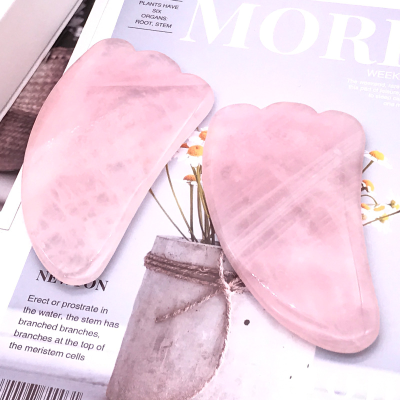 Rose Quartz Jade Roller Gua Sha Set Amethyst Green Pink White Jade Heart Shaped Gua Sha Stone and Face Roller Crystal Guasha