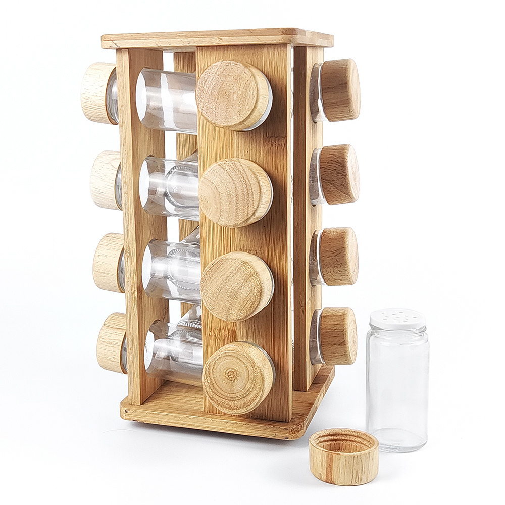 2023 Kitchen 16 Jars Revolving Herbs Spice Rack Countertop Rotating Seasoning Holder Spinning Tower Spices Shelf Kit Set