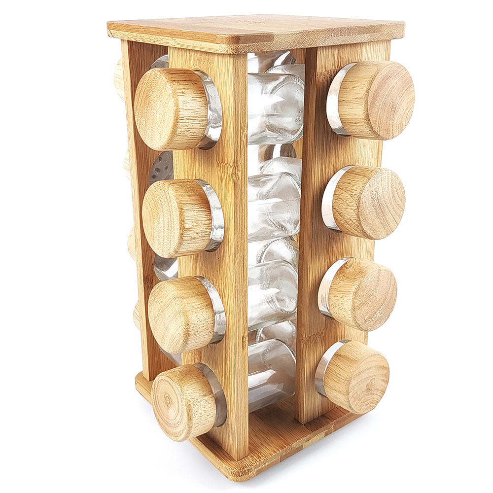 2023 Kitchen 16 Jars Revolving Herbs Spice Rack Countertop Rotating Seasoning Holder Spinning Tower Spices Shelf Kit Set