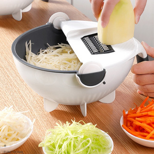 9 In 1 Multifunction Vegetable Cutter With Drain Basket Magic Rotate Vegetable Slicer Portable Chopper Grater Kitchen Supplies