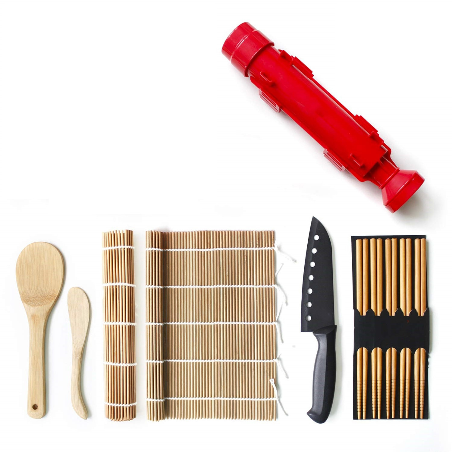 Factory Plastic Manual Sushi Making Tools Bamboo Sushi Mat Bazooka Roller Sushi Set Kit for Beginner