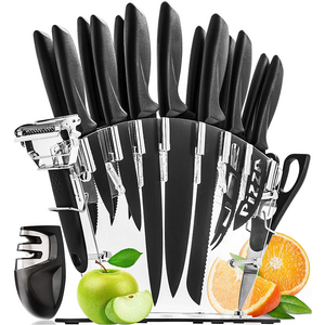 2023 top selling 17 piece set of high-quality carbon stainless steel sharp kitchen knife, with knife sharpener and stop