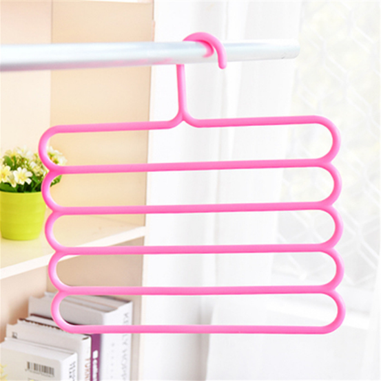 Household plastic multi-functional hanging pants 5 layer hanger antiskid storage magic hanger in 1