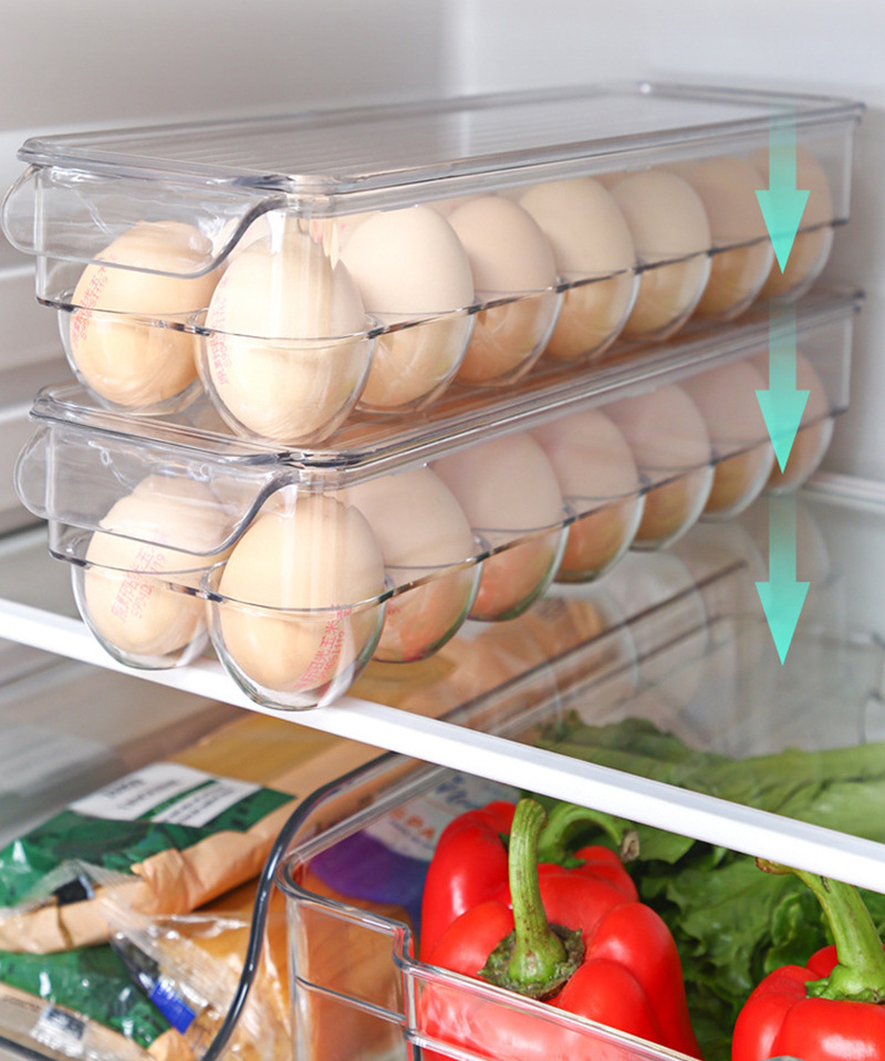 Stackable Kitchen Food Fridge Drawer Refrigerator Set Clear Food Container Transparent Plastic Refrigerator Fridge Organizers