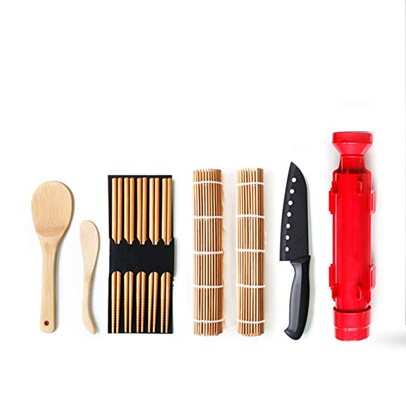 Factory Plastic Manual Sushi Making Tools Bamboo Sushi Mat Bazooka Roller Sushi Set Kit for Beginner