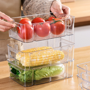 Stackable Kitchen Food Fridge Drawer Refrigerator Set Clear Food Container Transparent Plastic Refrigerator Fridge Organizers