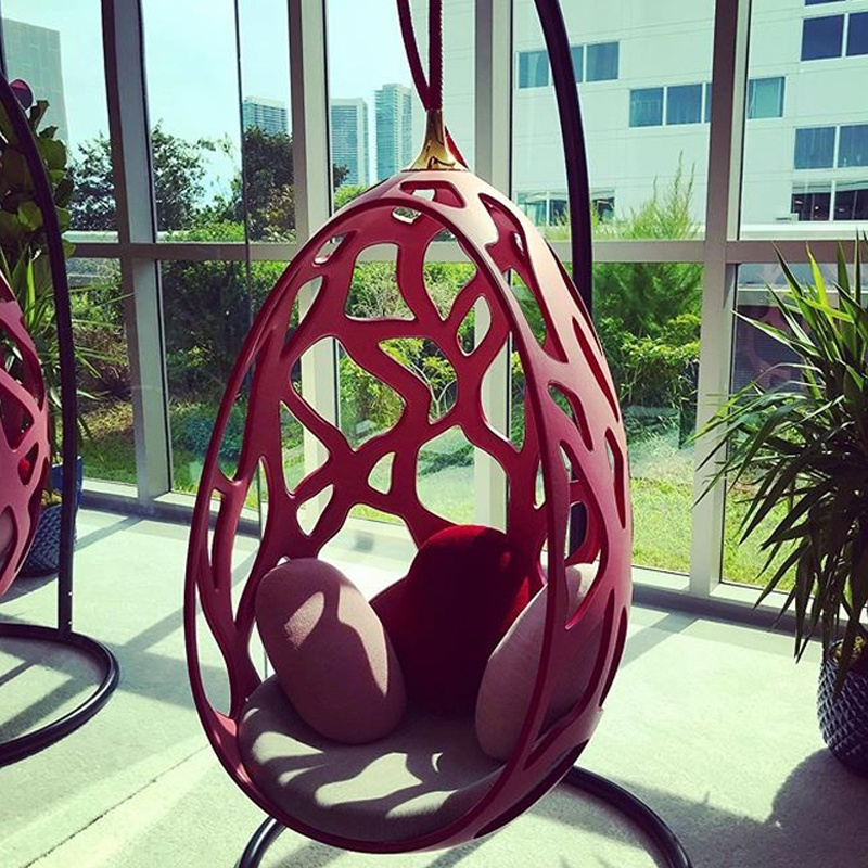 Morden Style egg swinging cha oval fiberglass pod chair hanging egg chair swing with stand