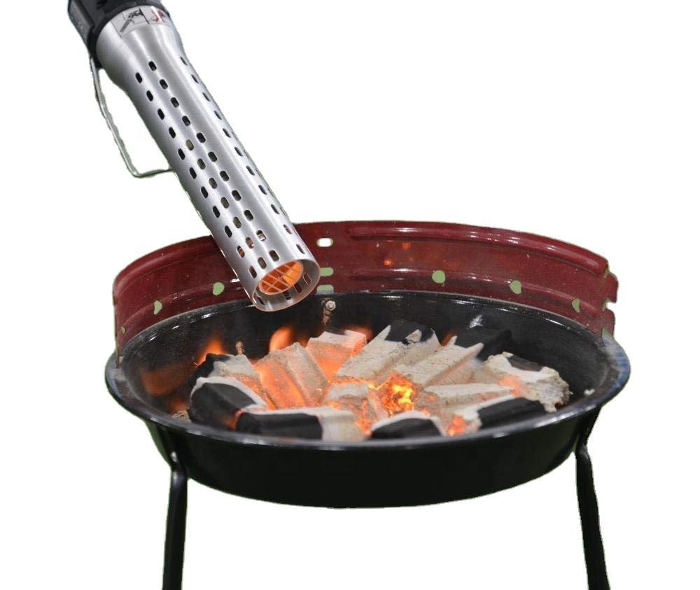 Portable Silver Barbecue Charcoal Lighter Blower Electric Charcoal Fire Starter Charcoal with Built-in Blower for Coal Wood