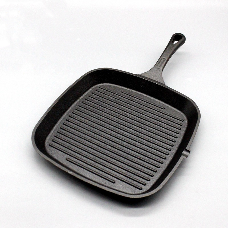 Cast Iron Grill Skillet Fry Pan 10.5 Inch with Cooking Ridges Non-Stick Cast Iron Grill Pan Square Grill Pan