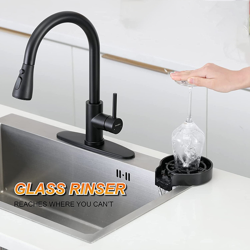 Tiktok Hot Faucet Premium Automatic Black Grass Glass Chrome Bar Rinser Bottle Cleaner Sink Water Cleaning Brush Cup Washer