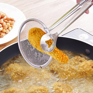 28*10cm Stainless Steel Deep Frying Tongs with Strainer Fry Kitchen Utensil Homeware 1pcs