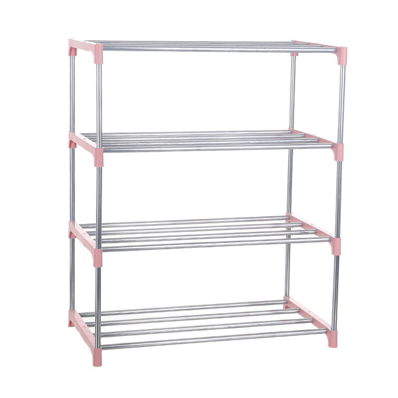 MJ Stainless steel shelf four layer simple shoe rack household assembled removable shoe rack