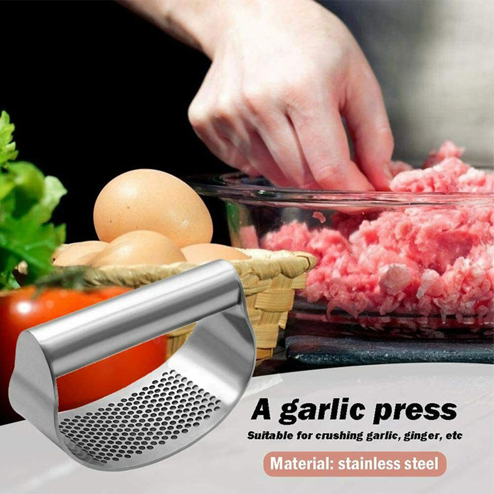 Stainless Steel Professional Grade Manual Garlic Press Crusher Squeezer Masher Mincer Tool Garlic Press Garlic Peeler Set