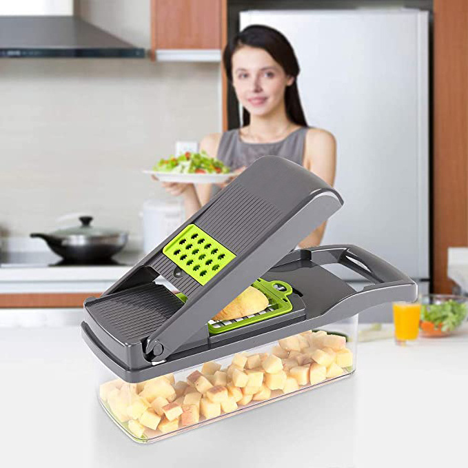 MJ 12 In 1 Hand Operated Vegetable Mandoline Slicer Veggie Chopper, Food Chopper Onion Cutter Vegetable Slicer