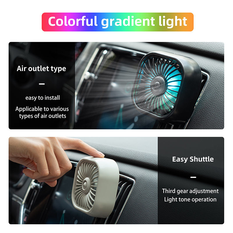 Car Fan USB Fan for Car Vent Powerful 3 Speed Car Cooling Clip 360 Degree Rotatable Portable Fan with Quiet Brushless Motor