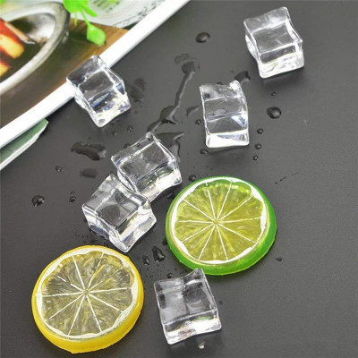 30mm Plastic Artificial Crystal Clear Ice Acrylic Cubes Transparent Square Barware Display