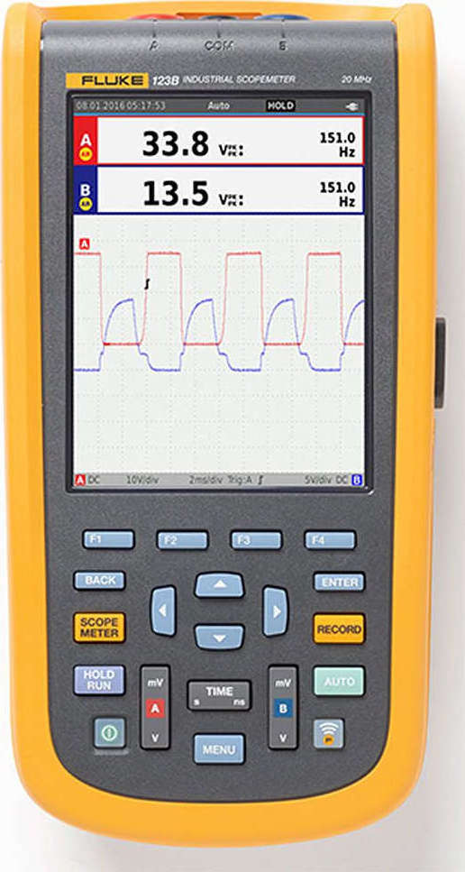 Fluke 125B/S Industrial ScopeMeter Hand-Held Oscilloscope with AC clamp and Fluke View software, 40 MHz