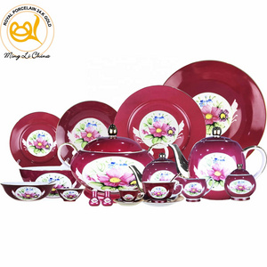 full design 82pcs  porcelain dinnerware vintage tableware ceramic dinner set in pakistan