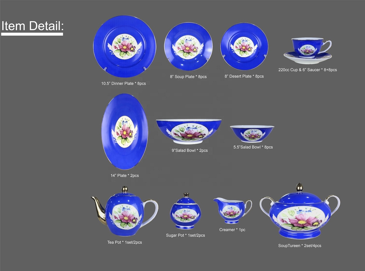 porcelain 61pcs royal dinnerware sets pakistani dinner sets 75pcs 6 people dinner set