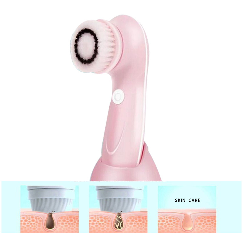 Portable deep clean 3 in 1 spin facial face cleaner brush electric waterproof face cleansing brush